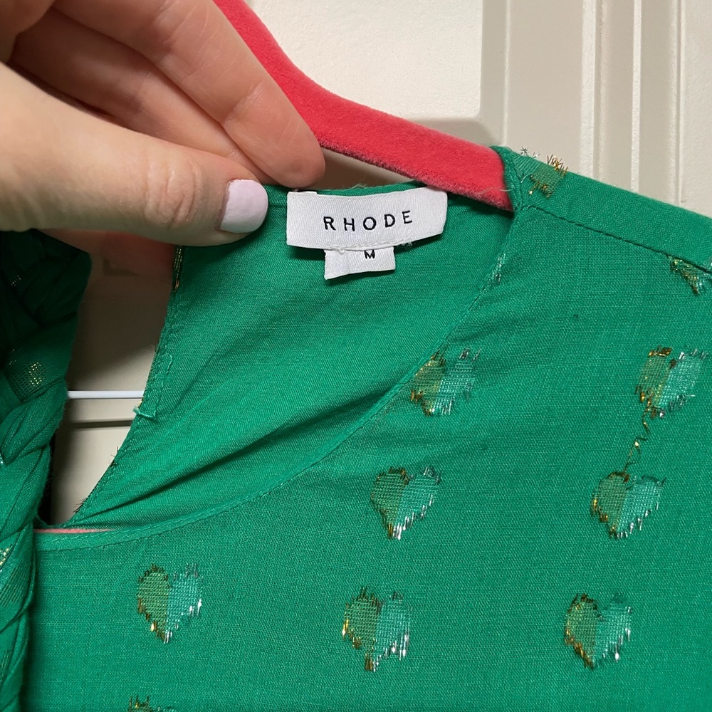 RHODE Green Ruffled Tie Front Mini Dress - Picture 2 of 4